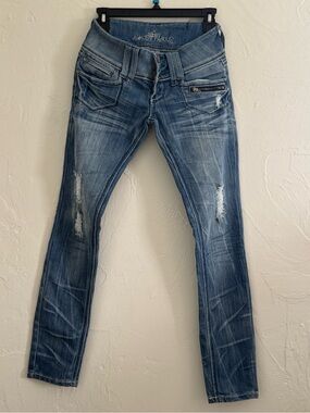 Almost Famous Faded Distressed Skinny Jeans - Blue